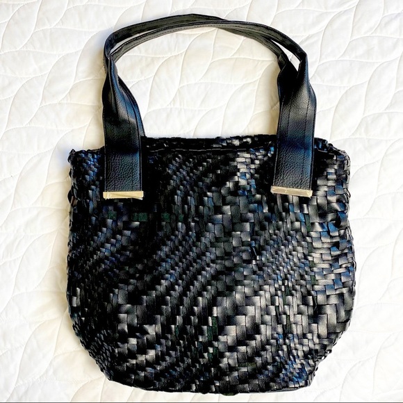 Braciano - Black Vegan Leather Woven Tote - Picture 1 of 9